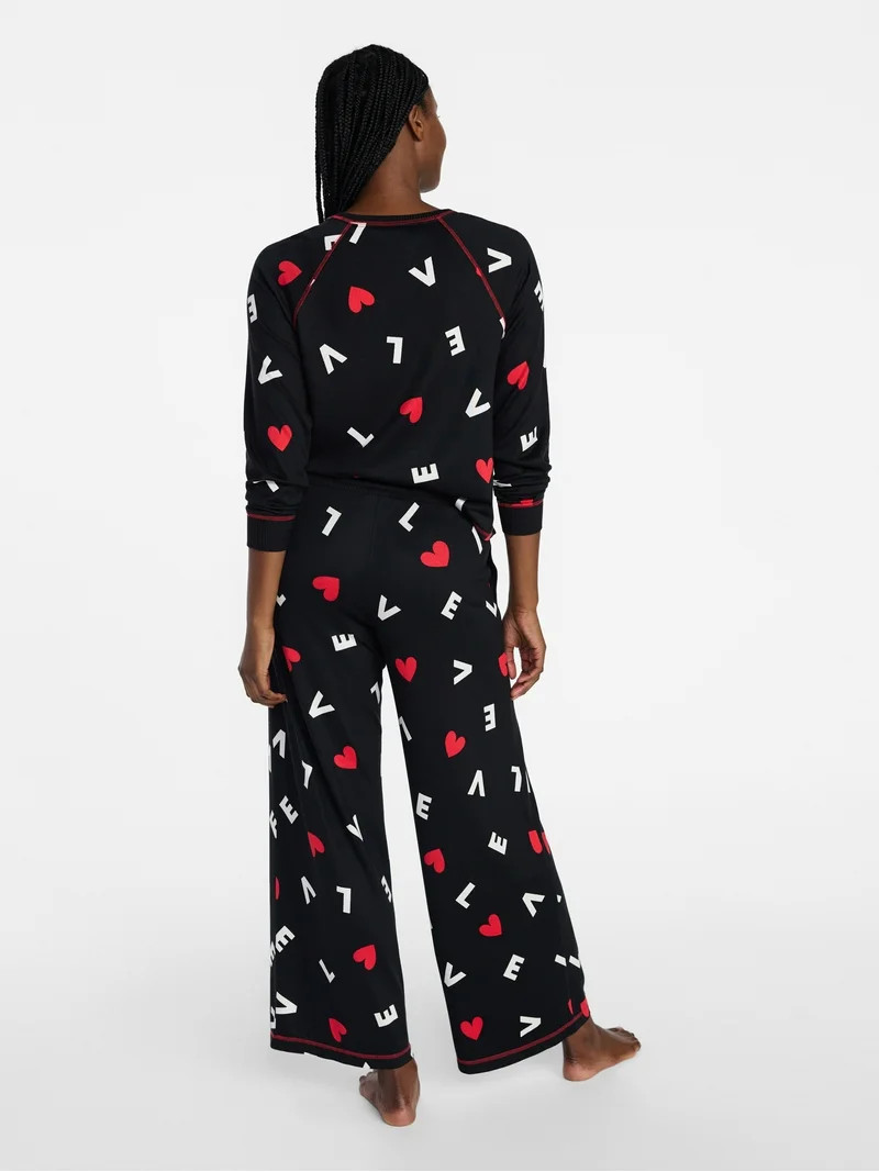 Joyspun Women's Cozy Lounge Collection Hacci Long Sleeve Top and Pants Pajama Set, 2-Piece, Sizes... | Walmart (US)