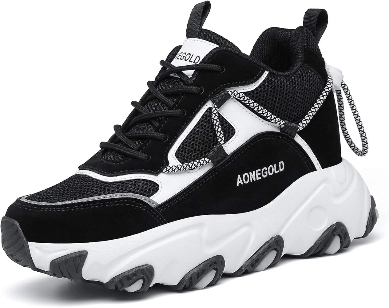 AONEGOLD Hidden Wedge Sneakers for Women Casual Platform Sneakers High Heeld Lace Up Walking Shoe... | Amazon (US)