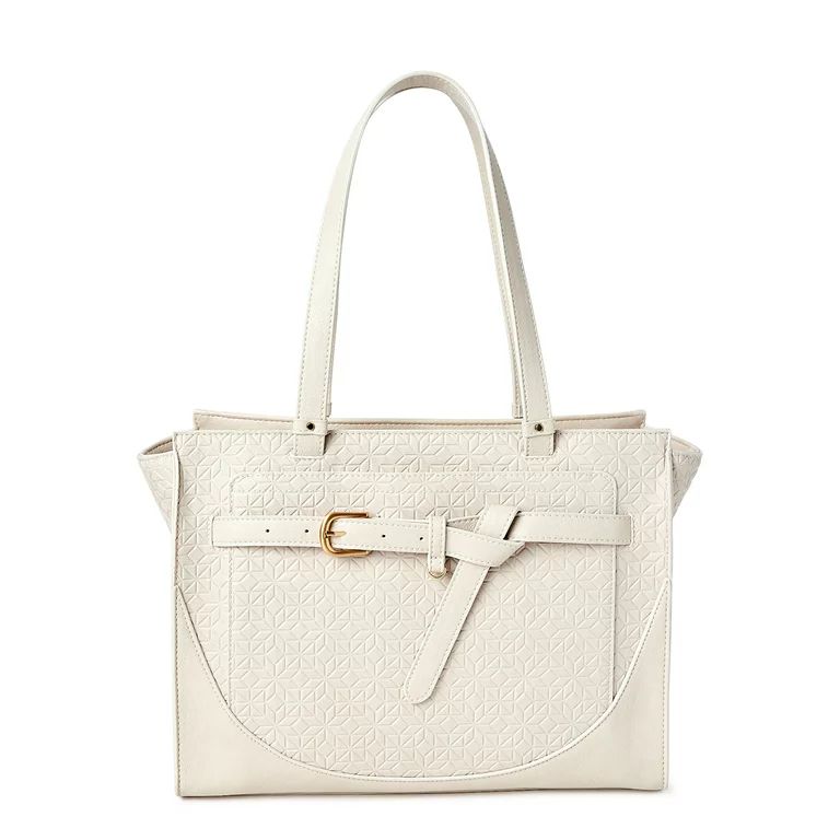 Time and Tru Women's Kara Contemporary Satchel Tote Handbag, Papyrus Beige | Walmart (US)