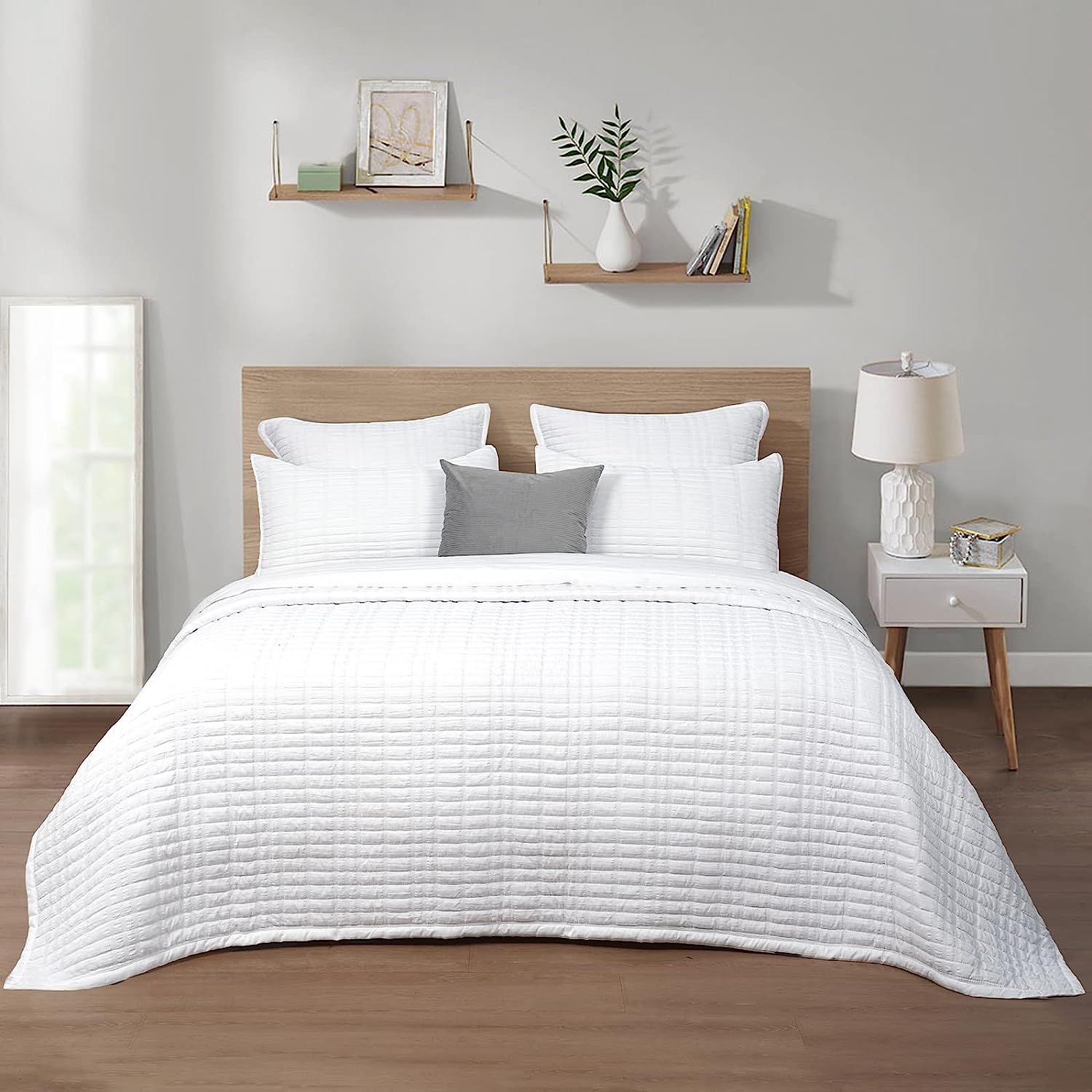 PHF Seersucker Quilt Set Full/Queen Size, Drop Nicely, 3PCS Washed Soft Bedspread, Modern Stylish... | Amazon (US)
