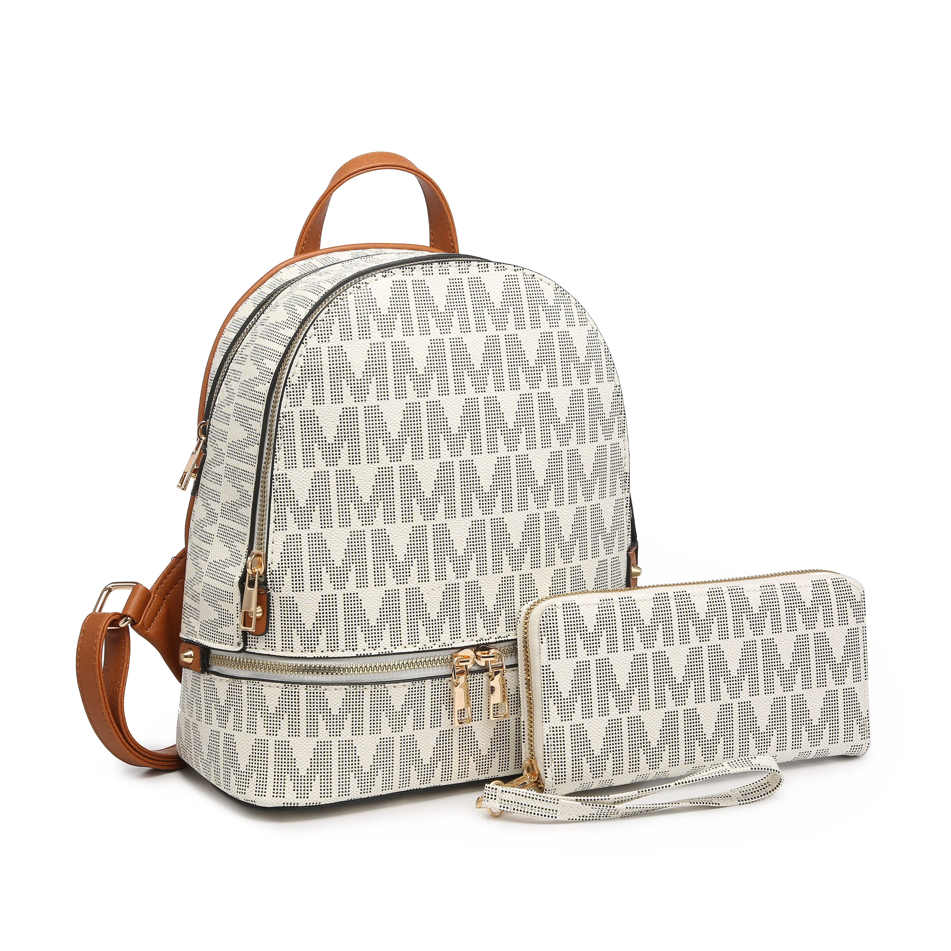 Poppy 2 in 1 Women Backpack Faux Leather Shoulder Bag School Bags Travel Daypack with Matching Wa... | Walmart (US)