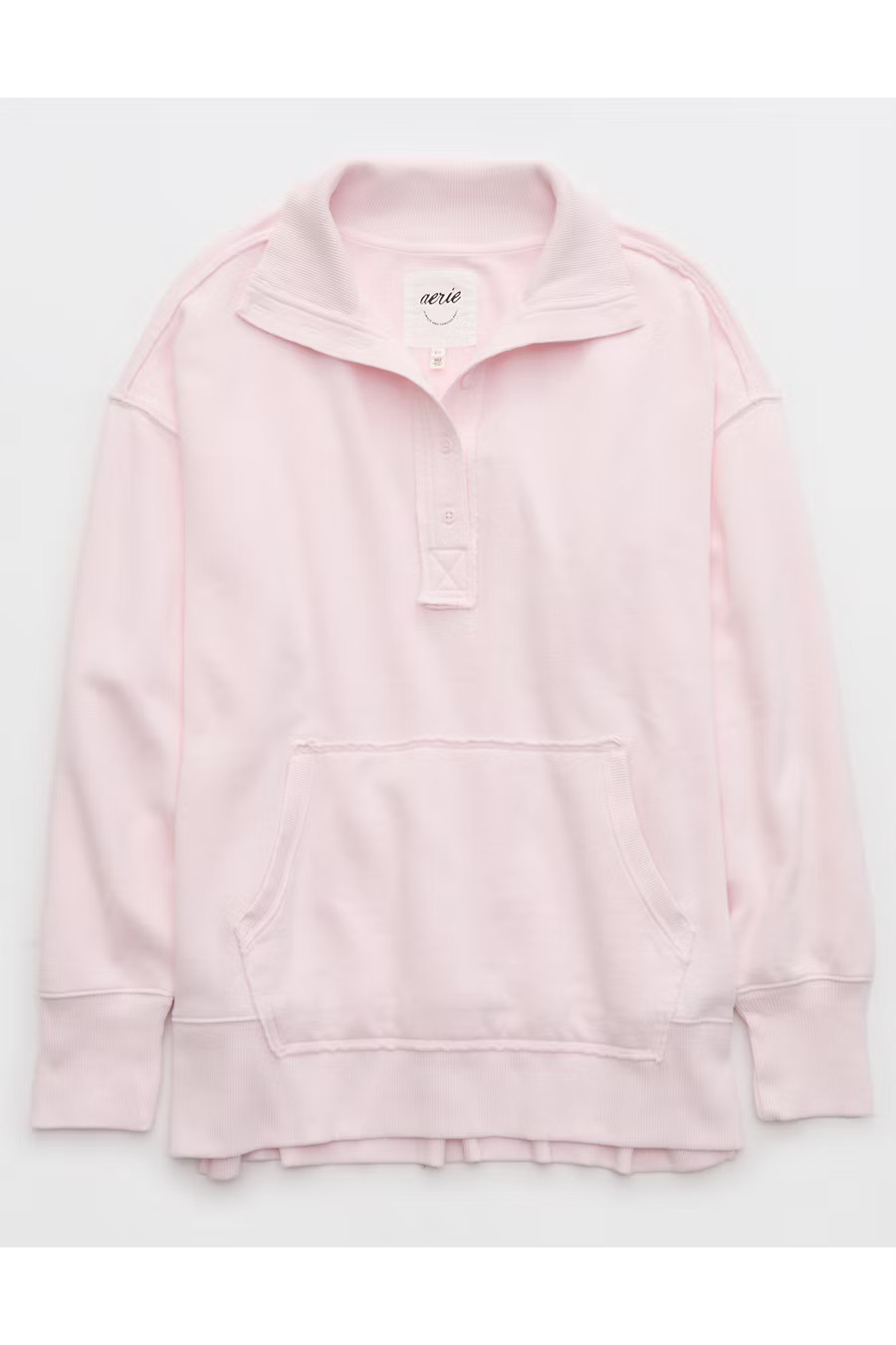 Aerie Vintage Popover Polo Sweatshirt Women's Pink Petal M | Aerie