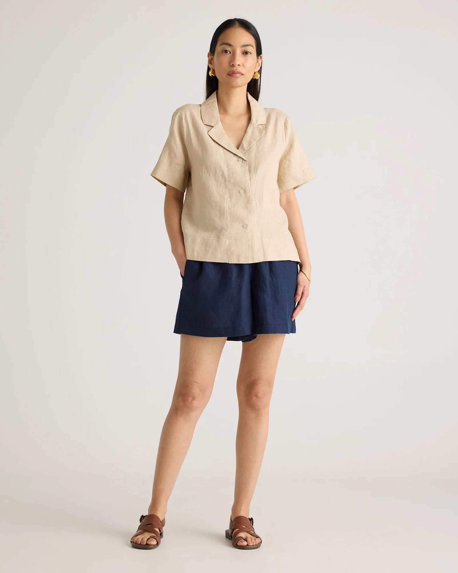 100% European Linen High Waisted Shorts | Quince