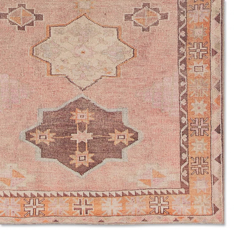 Machine Washable DeBary Oriental Machine Woven Polyester Area Rug in Orange/Pink | Wayfair North America