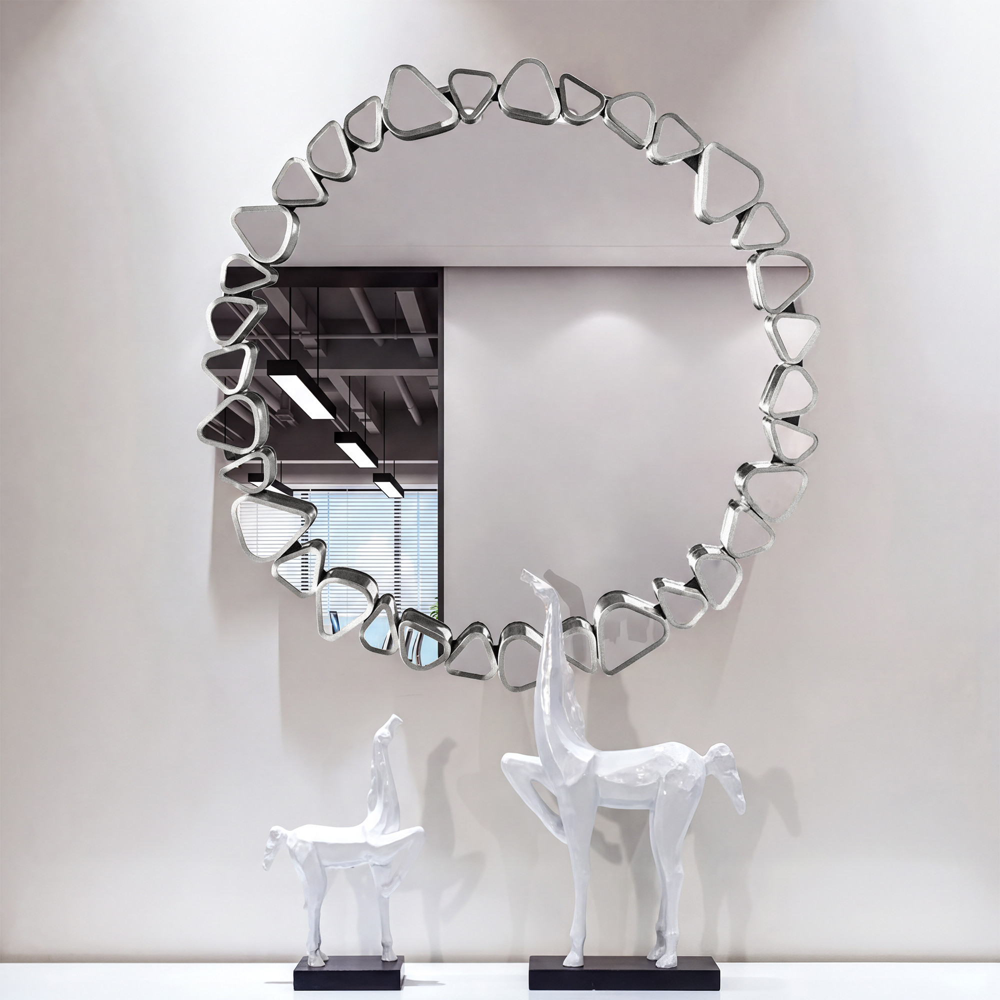23.6"" Modern Silver Wall Mirror – Decorative Round Statement Mirror | Homary
