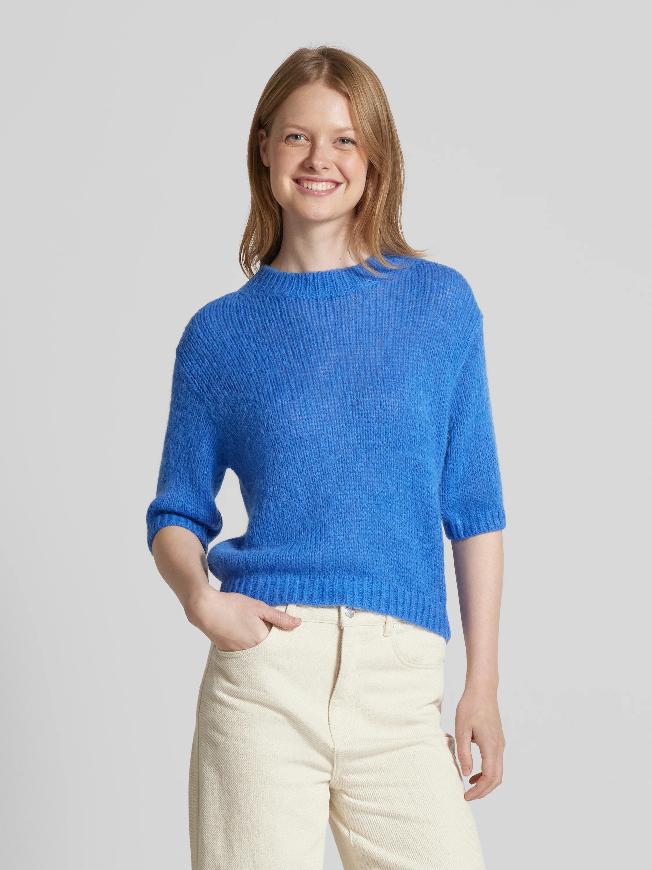 Gebreide pullover met 3/4-mouwen, model 'Kima' in hemelsblauw | Peek & Cloppenburg NL