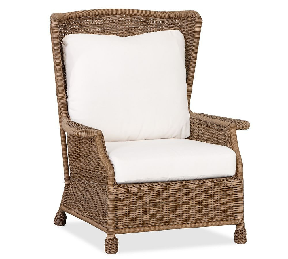Saybrook All-Weather Wicker Wingback Lounge Chair with Cushion, Natural | Pottery Barn (US)