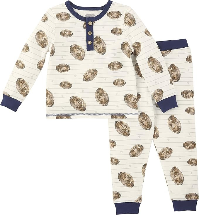 Mud Pie Baby Boys' Football Pajama Set | Amazon (US)