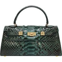 Maya East West Pythonskin Handbag - Dark Green | Lalage Beaumont