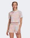 Click for more info about adidas Originals three stripe cropped t-shirt in pink tie dye