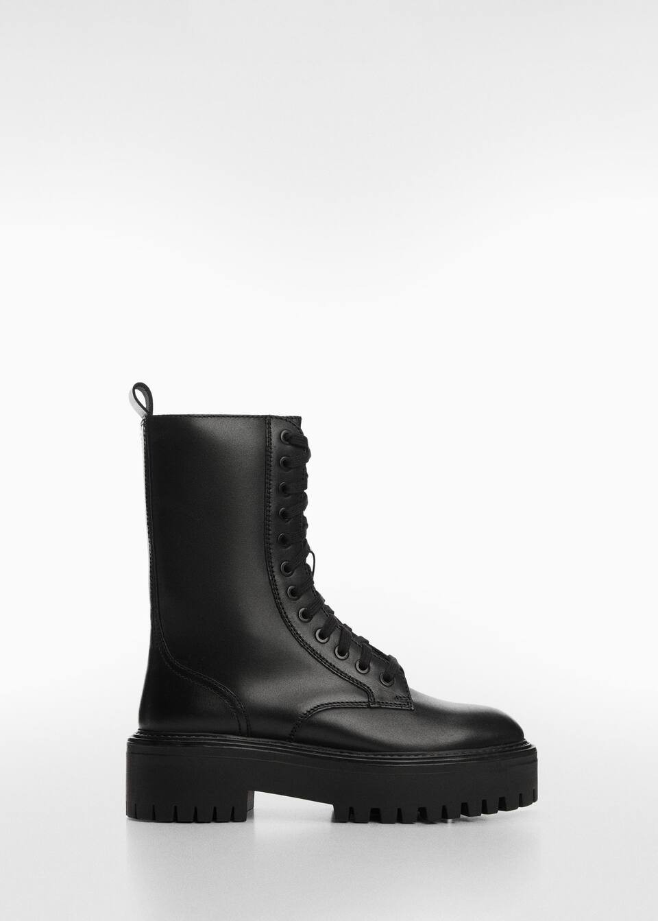 Lace-up leather boots -  Women | Mango USA | MANGO (US)