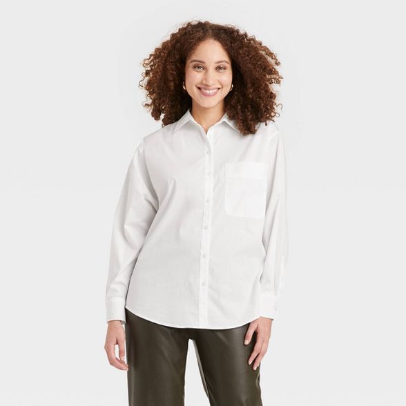 Women's Long Sleeve Button-Down Boyfriend Shirt - A New Day™ | Target