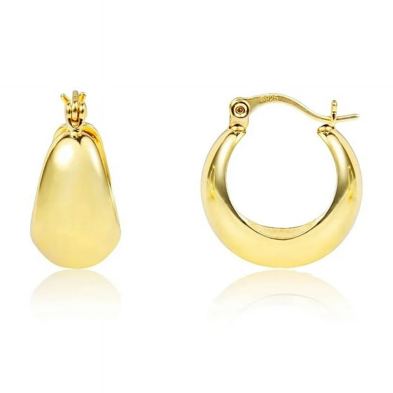 14K Gold Plated Chunky Small Hoop Earrings for Women, Hypoallergenic Thick Huggie Jewelry Gift fo... | Walmart (US)
