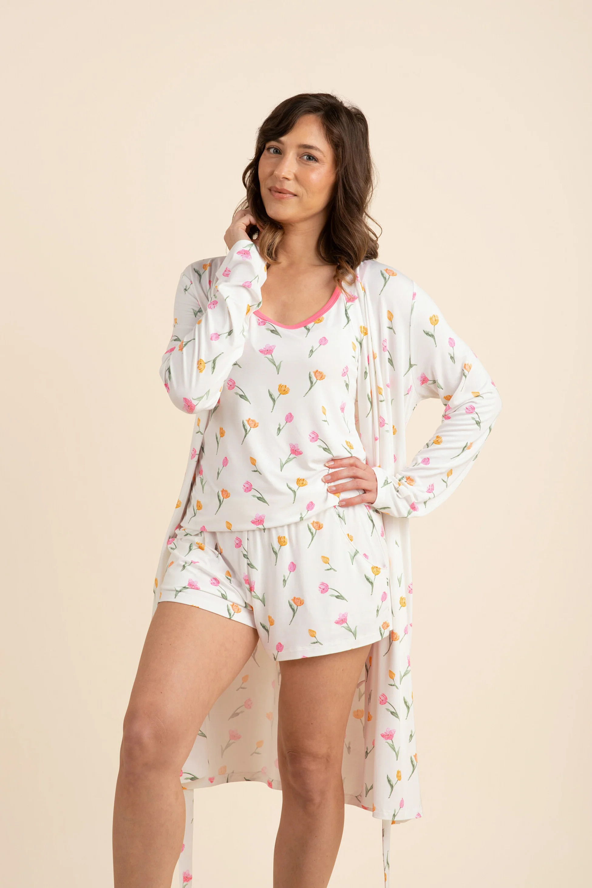 Women's Lounge Robe in Tulip | Kyte Living