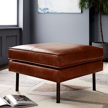 Axel Leather Ottoman | West Elm (US)