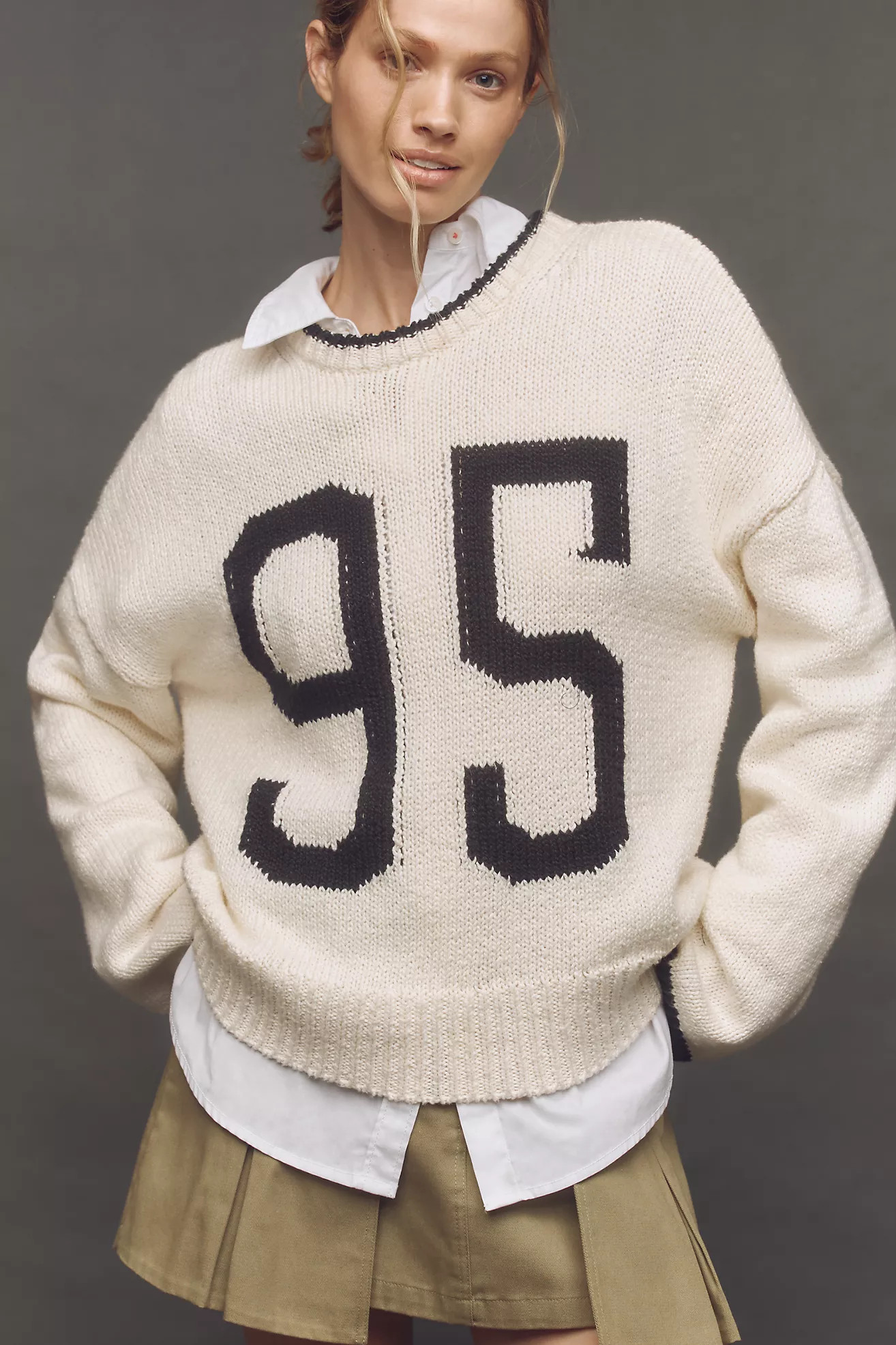 Porridge Wide-Sleeve Graphic Numbers Sweater | Anthropologie (US)