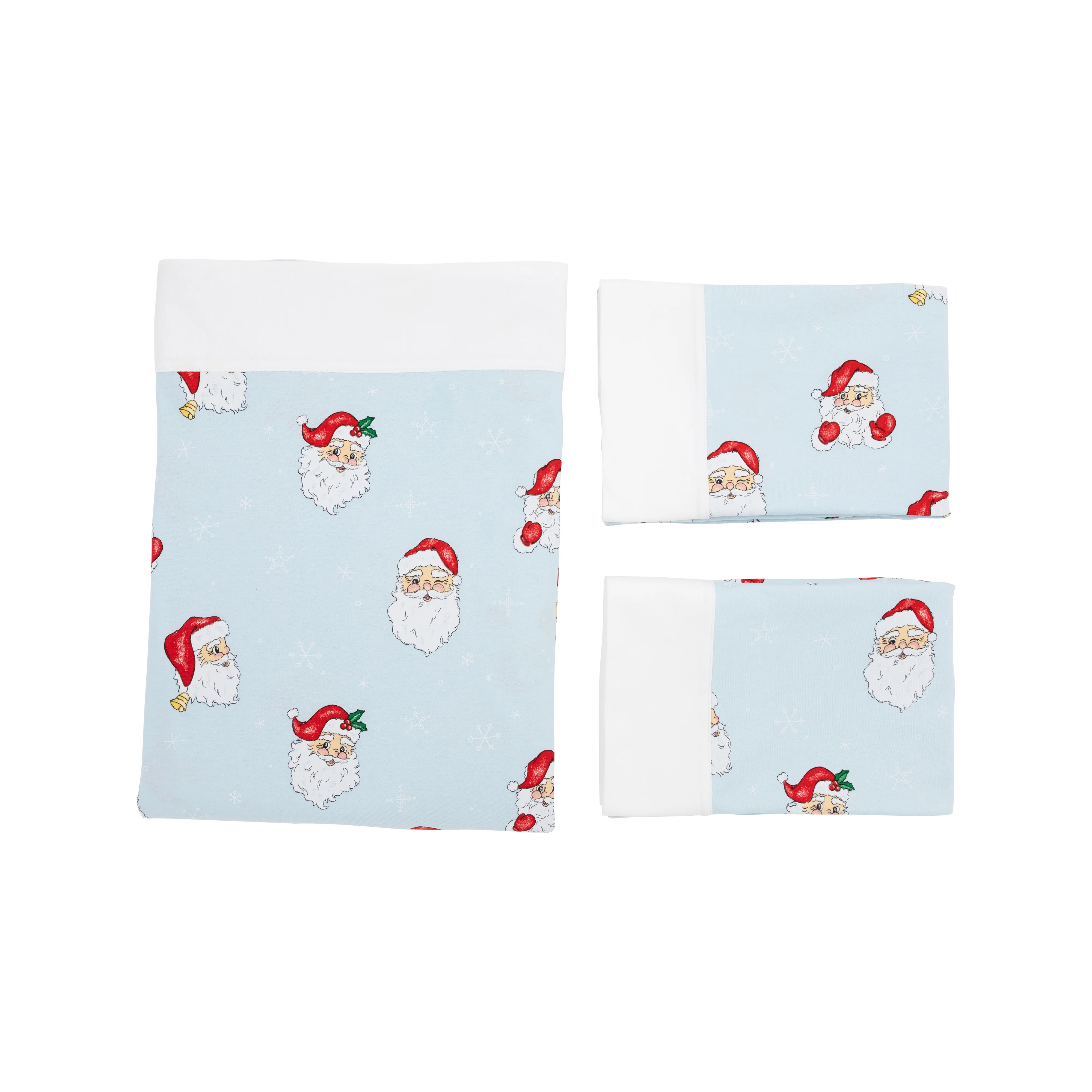 Sleep Tight Sheet Set - Dear Santa (Buckhead Blue) with Worth Avenue White | The Beaufort Bonnet Company
