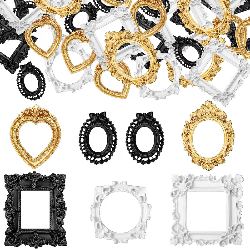 Remerry 60 Pcs Mini Frame, Vintage Resin Picture Antique DIY Manicure Jewelry Small Display Frame... | Amazon (US)