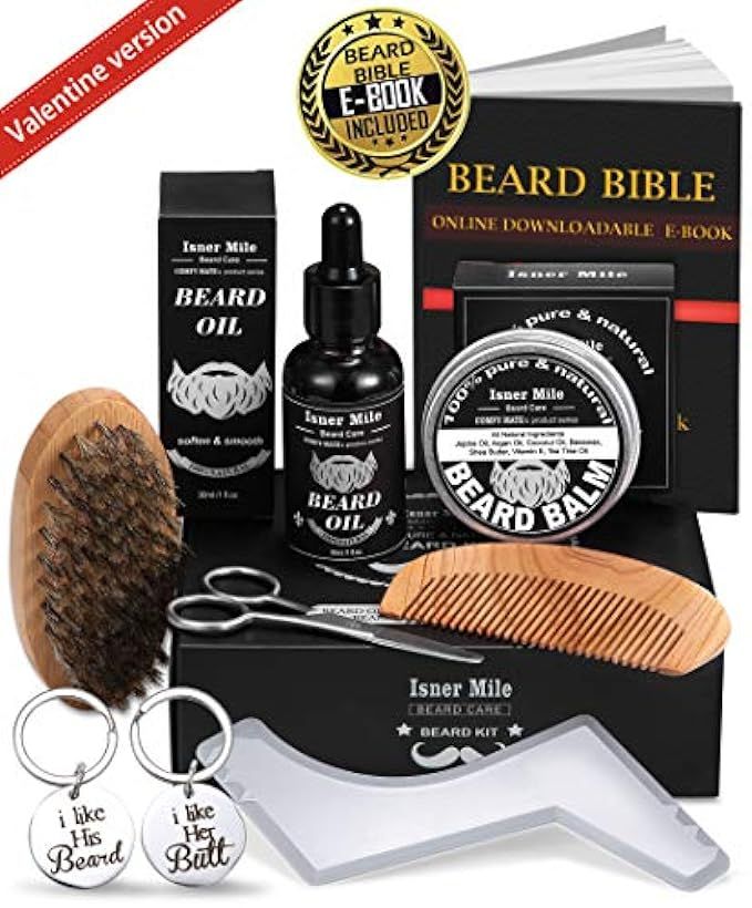 UPGRADED Beard Kit for Men Beard Growth Grooming & Trimming with Unscented Leave-in Conditioner Oil, | Amazon (US)
