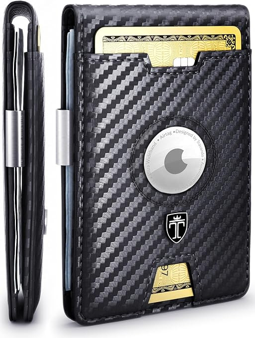 TRAVANDO AirTag Wallet Mens Wallet with Money Clip Air Tag Wallet Card Holder RFID Blocking Bifol... | Amazon (US)