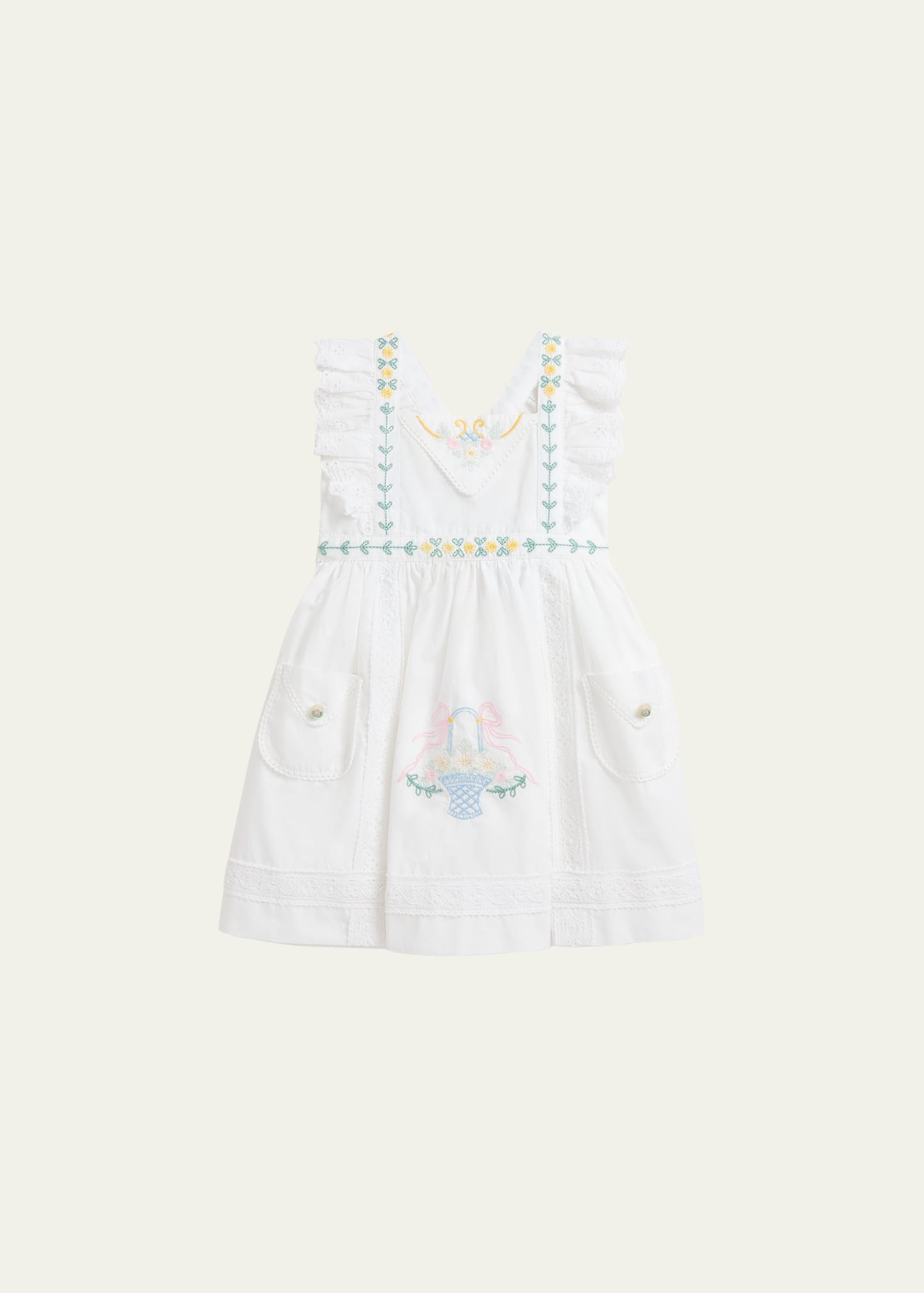 Ralph Lauren Childrenswear Girl's Eyelet Embroidered Floral Dress, Size 9M-24M | Bergdorf Goodman