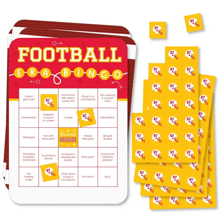 Big Dot of Happiness In My Football Era - Bingo Cards and Markers - Red and Gold Sports Party Bin... | Walmart (US)