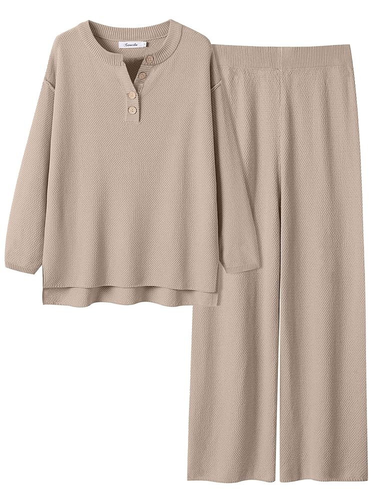 ANRABESS Women 2 Piece Outfits Oversized Loose Waffle Knit Sweater Set 2025 Fall Trendy Matching ... | Amazon (US)