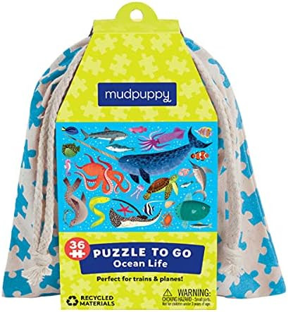 Mudpuppy Ocean Life Puzzle to Go, 36 Pieces, 12 x 9” – Great for Kids Age 3+ – Packaged in Travel-Fr | Amazon (US)