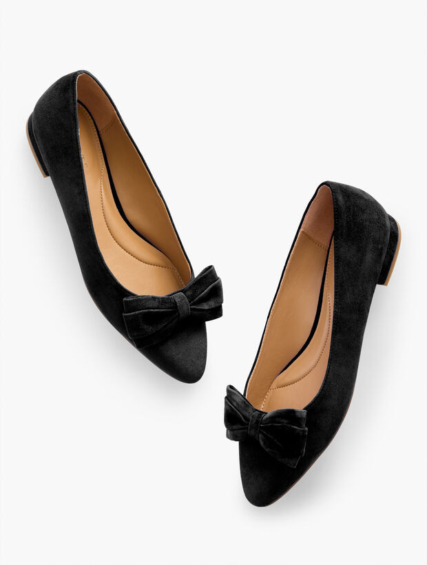 Edison Bow Suede Flats | Talbots