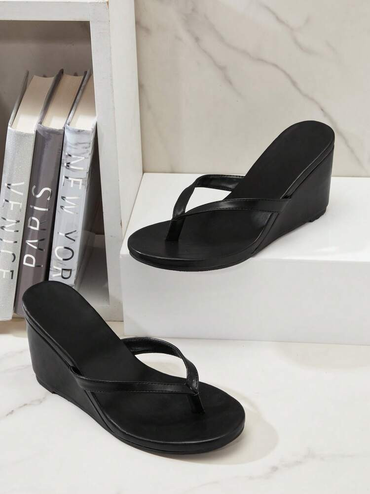 SHUZIA Women's Comfortable, Thong Wedge Sandals Valentine's Day Summer Shoes | SHEIN
