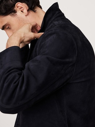 Relaxed Nubuck Leather Blazer | Banana Republic (US)