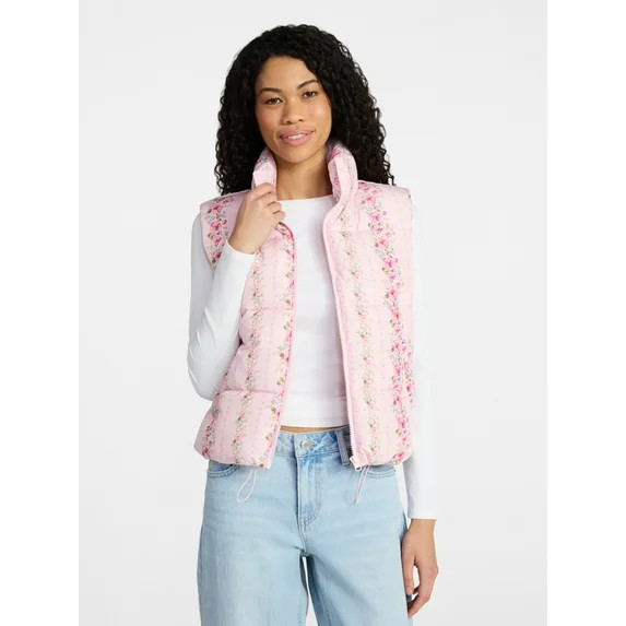 No Boundaries Puffer Vest, Lightweight, Women’s XXS-XXL | Walmart (US)