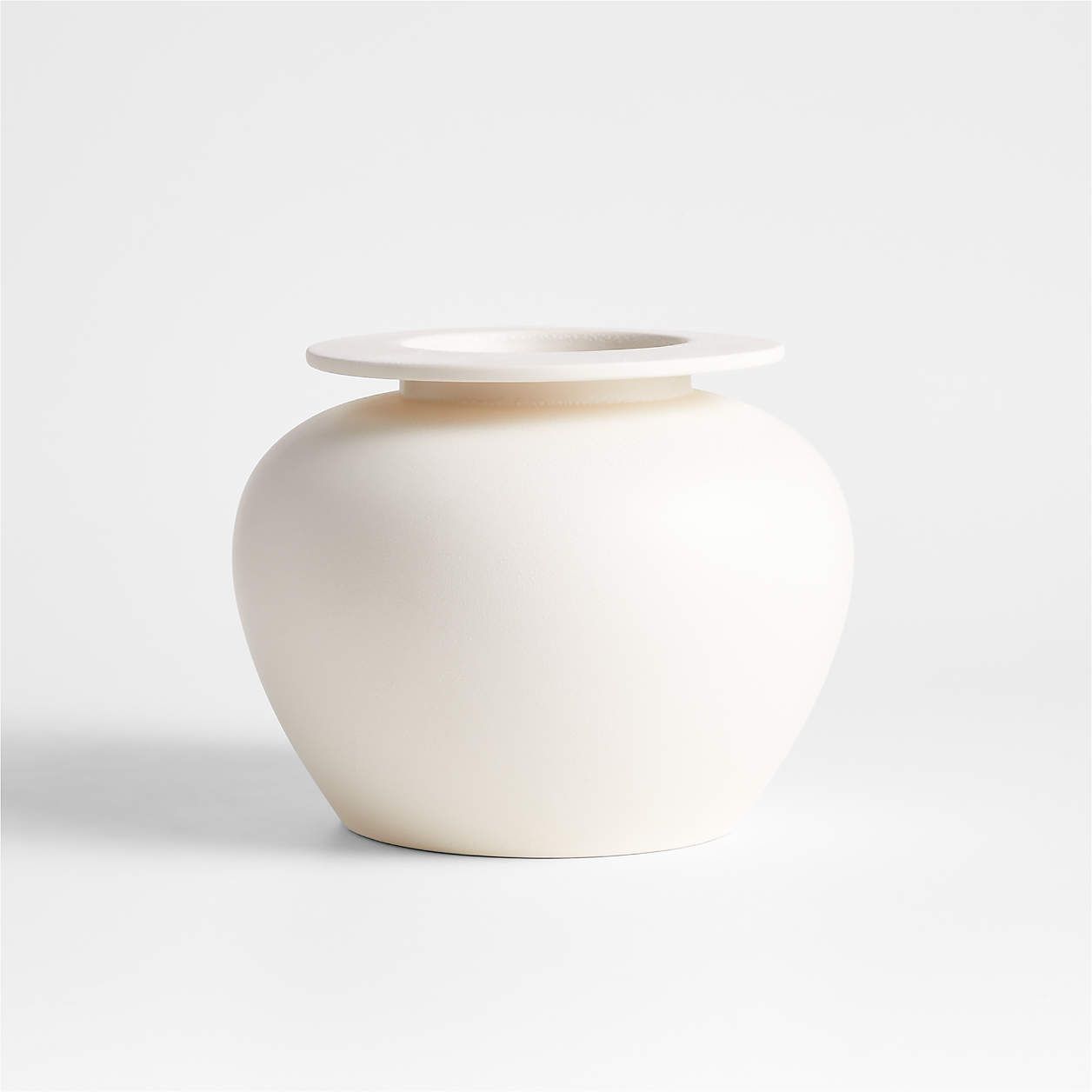 Plateia Large White Earthenware Vase 15.75" | Crate & Barrel | Crate & Barrel
