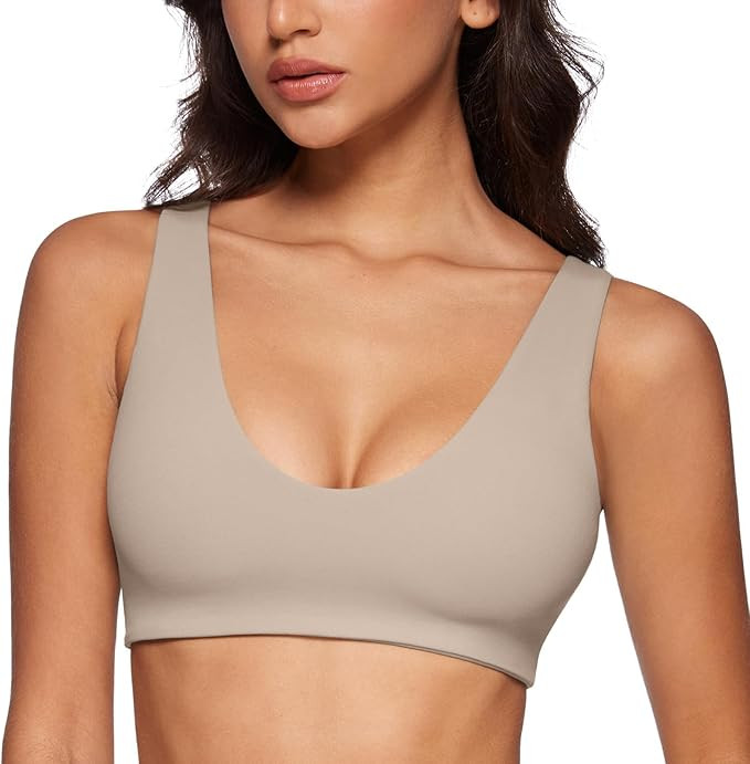 Womens U-Neck Sports Bra Padded U Back Medium Impact Fitness Yoga Bar Workout Crop Top with Built... | Amazon (US)