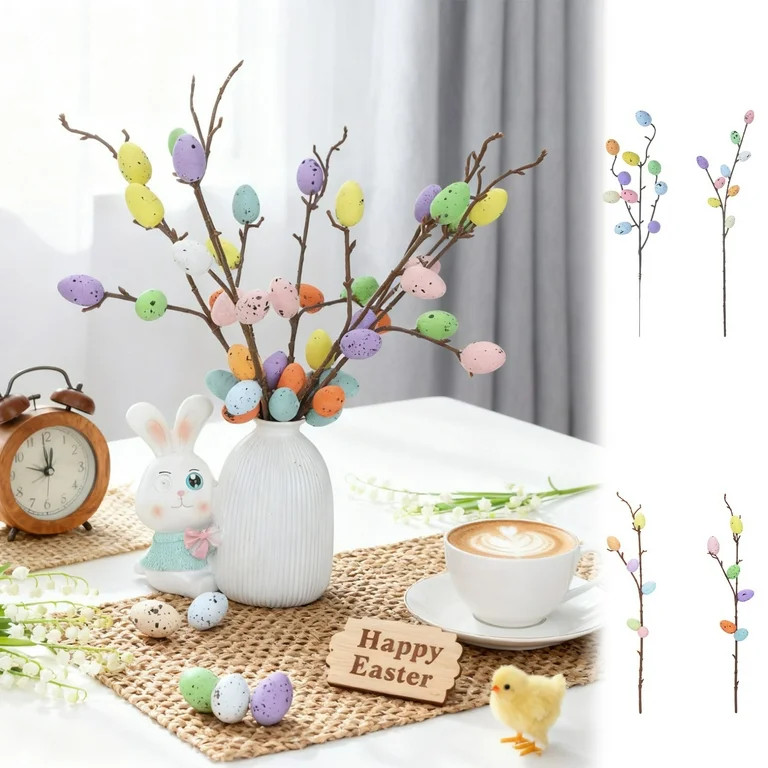 Easter Egg Tree Branches, Foam Easter Egg Flower Picks Spring Sprays, Artificial Twigs for Vase, ... | Walmart (US)