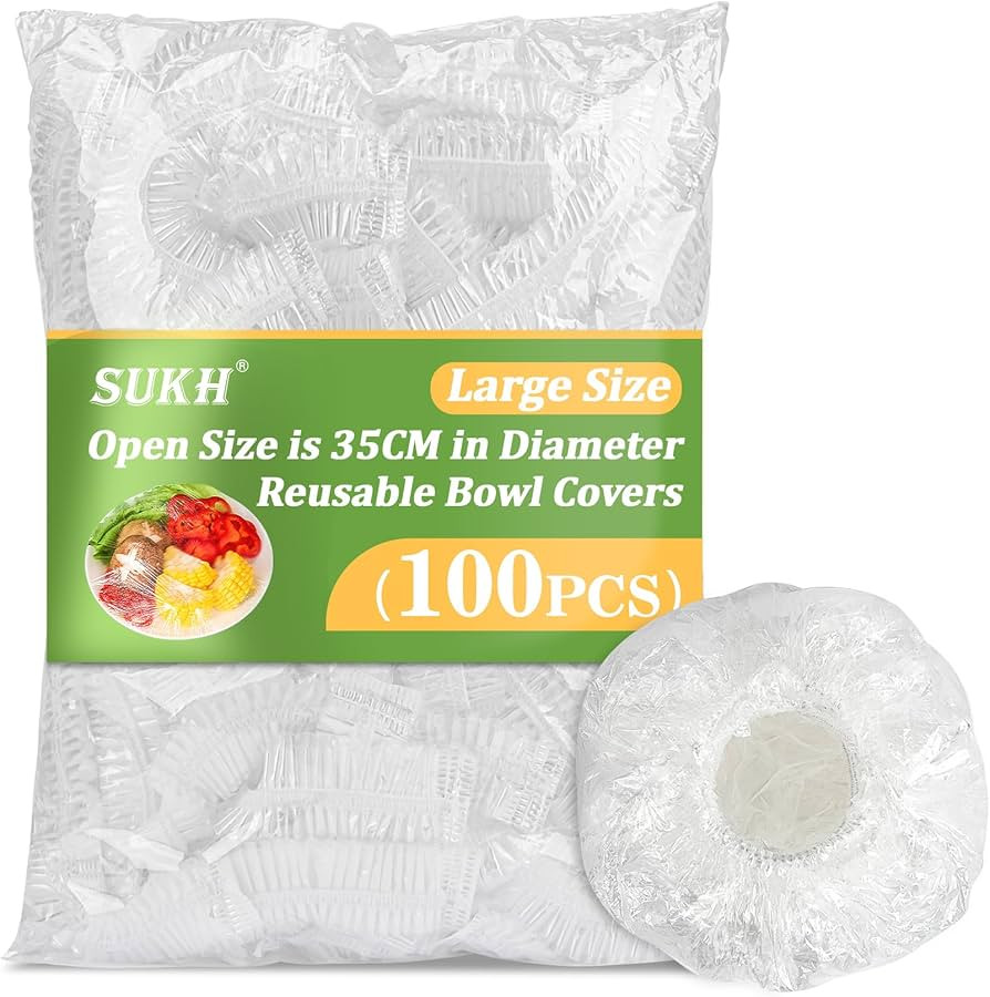 Sukh 100PCS Bowl Covers Reusable - Thickend&Sturdy Plastic Bowl Cover Elastic Food Covers Stretch... | Amazon (US)