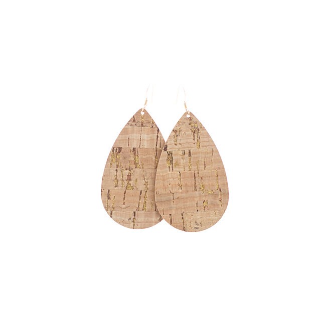 Gold Cork Leather Earrings | Nickel and Suede