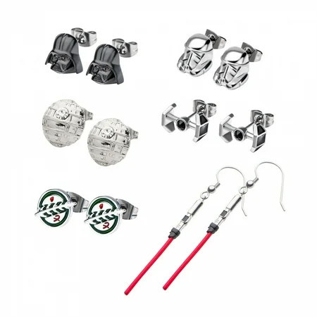 Unisex Adult Stainless Steel Dangle Charm Stud Earrings Set Silver One Size | Walmart (US)