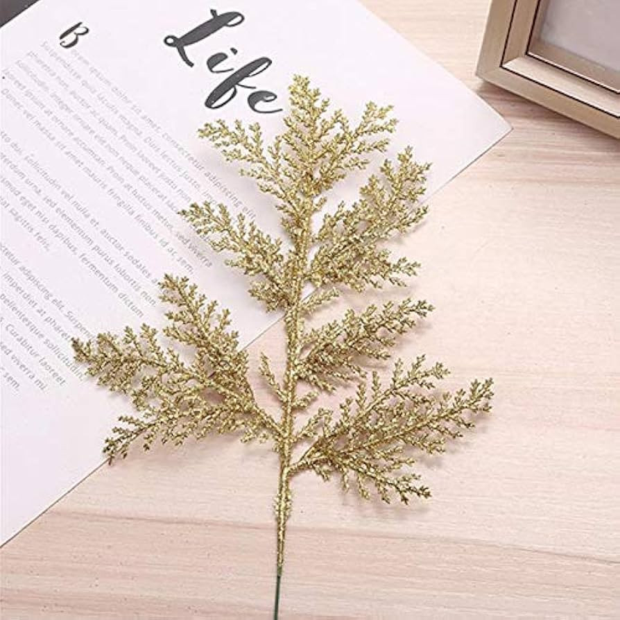 10PCS Artificial Pine Needles Branches Glitter Fake Plants Small Pine Twigs Stems Picks DIY Acces... | Amazon (US)