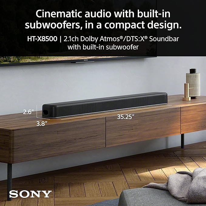 Sony HTX8500 2.1ch Dolby Atmos/DTS:X Soundbar with Built-in subwoofer, Black | Amazon (US)