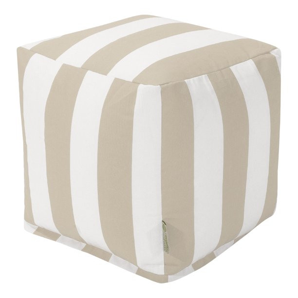 Majestic Home Goods Vertical Stripe Indoor / Outdoor Fabric Cube Pouf - Walmart.com | Walmart (US)