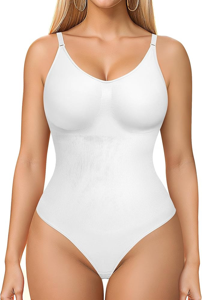 BRABIC Womens' Seamless Sleeveless V-Neck Bodysuit Shapewear Tummy Control | Amazon (US)