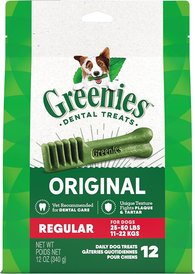 Greenies Original Regular Natural Dental Care Dog Treats, 12 oz. Pack (12 Treats) | Amazon (US)