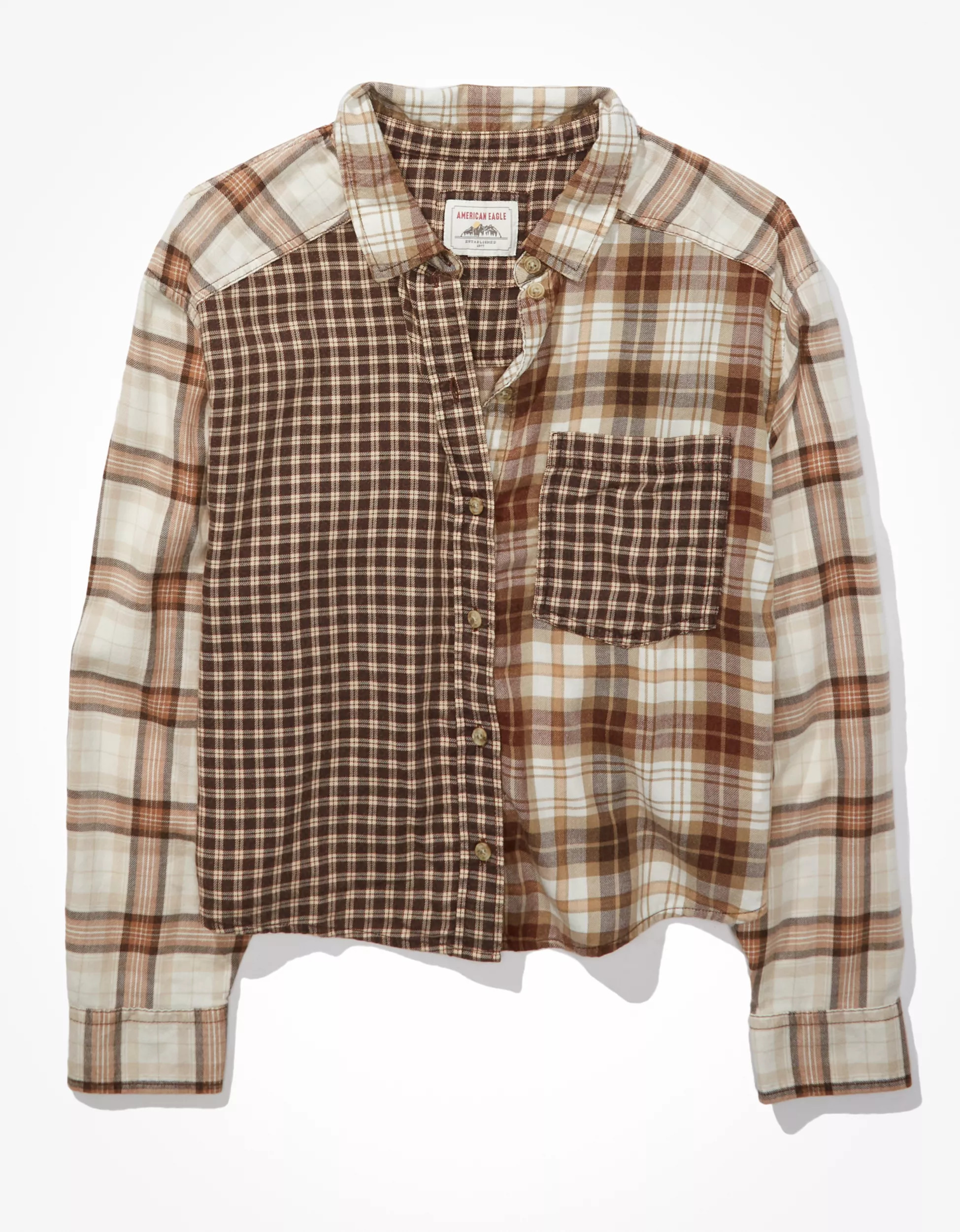 AE Cozy Cabin Cropped Flannel | American Eagle Outfitters (US & CA)