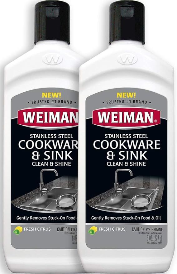 Weiman Stainless Steel Sink and Pots & Pans Cleaner and Polish - 2 Pack | Amazon (US)
