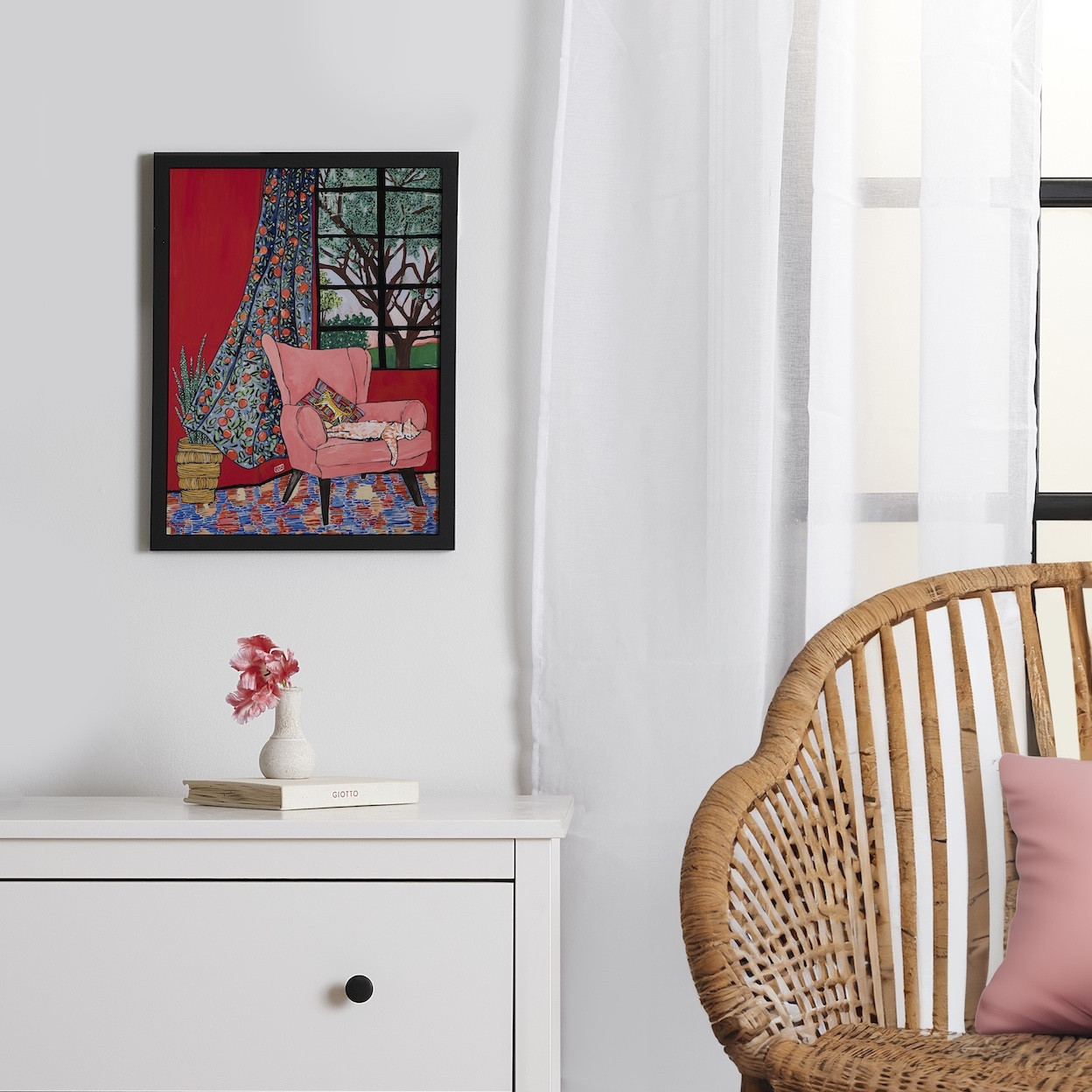 Matisse-Inspired Napping Ginger Cat Framed Poster by Lara Lee Meintjes | Society6 | Society6