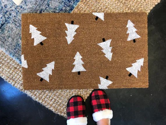 Holiday Tree Doormat / Custom Welcome Mat / Housewarming Gift | Etsy | Etsy (US)