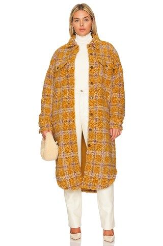 Good American Long Plaid Sherpa Shacket in Emory Sherpa Plaid001 from Revolve.com | Revolve Clothing (Global)