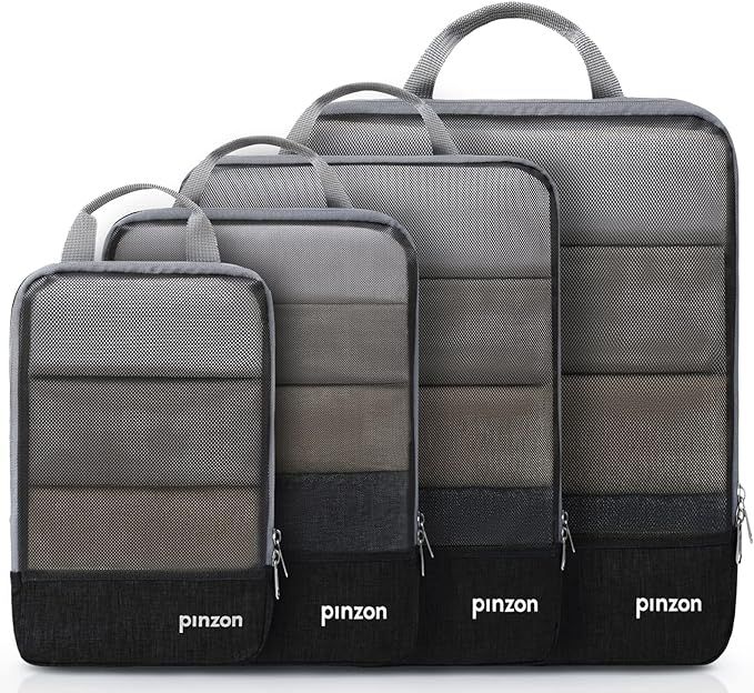 Amazon Brand - Pinzon Premium Packing Cubes, 4 Set Compression Packing Cubes Travel Expandable Pa... | Amazon (US)