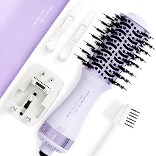 Dual Voltage Hair Dryer Brush Travel Blow Dryer Brush in One,2 inch Portable Mini Hot Air Brush,Travel Hair Tools/Volumizer/Straightener/Curler,European Blow Dry Brush with EU&UK Plug | Amazon (US)